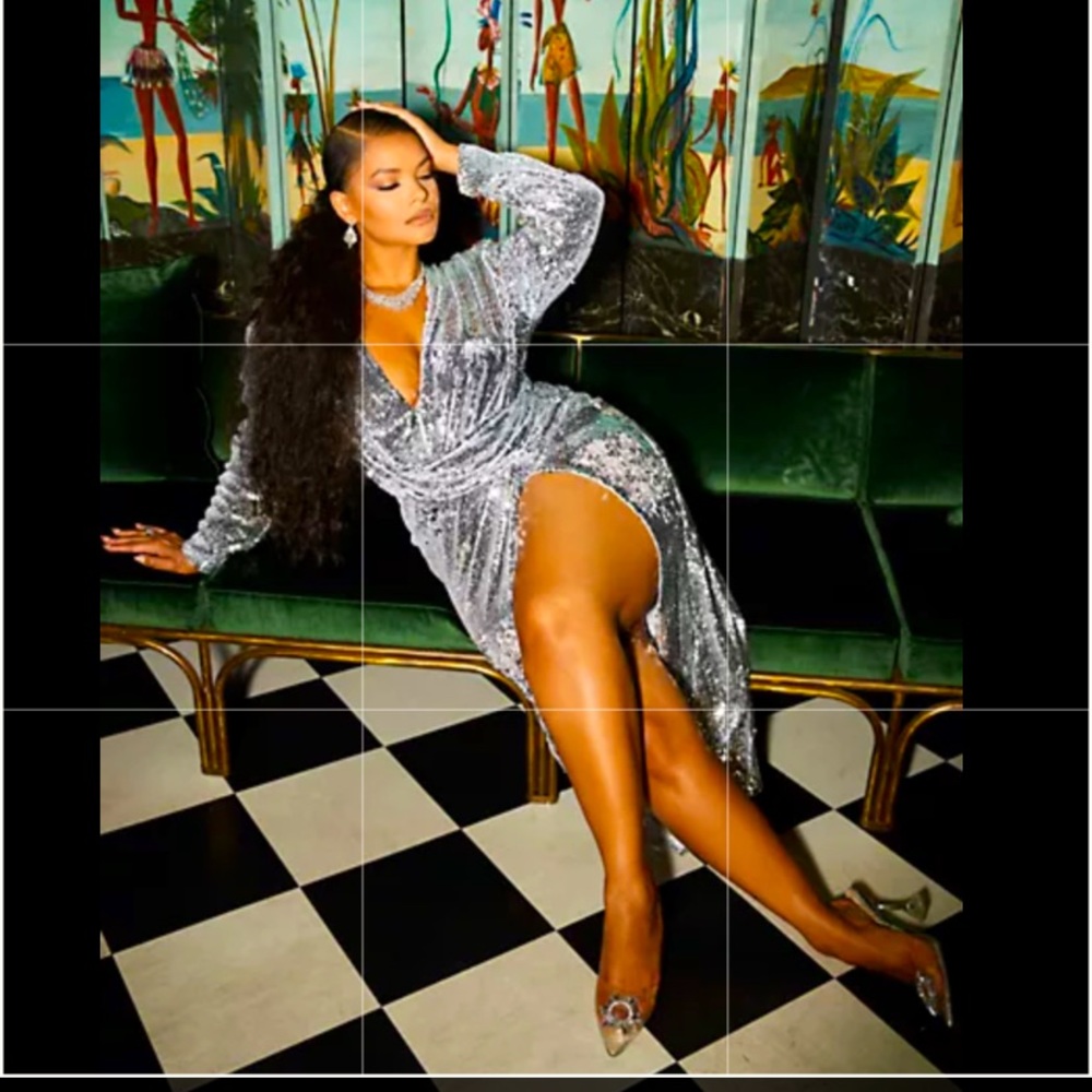 Victoria Faux Wrap Sequin Gown